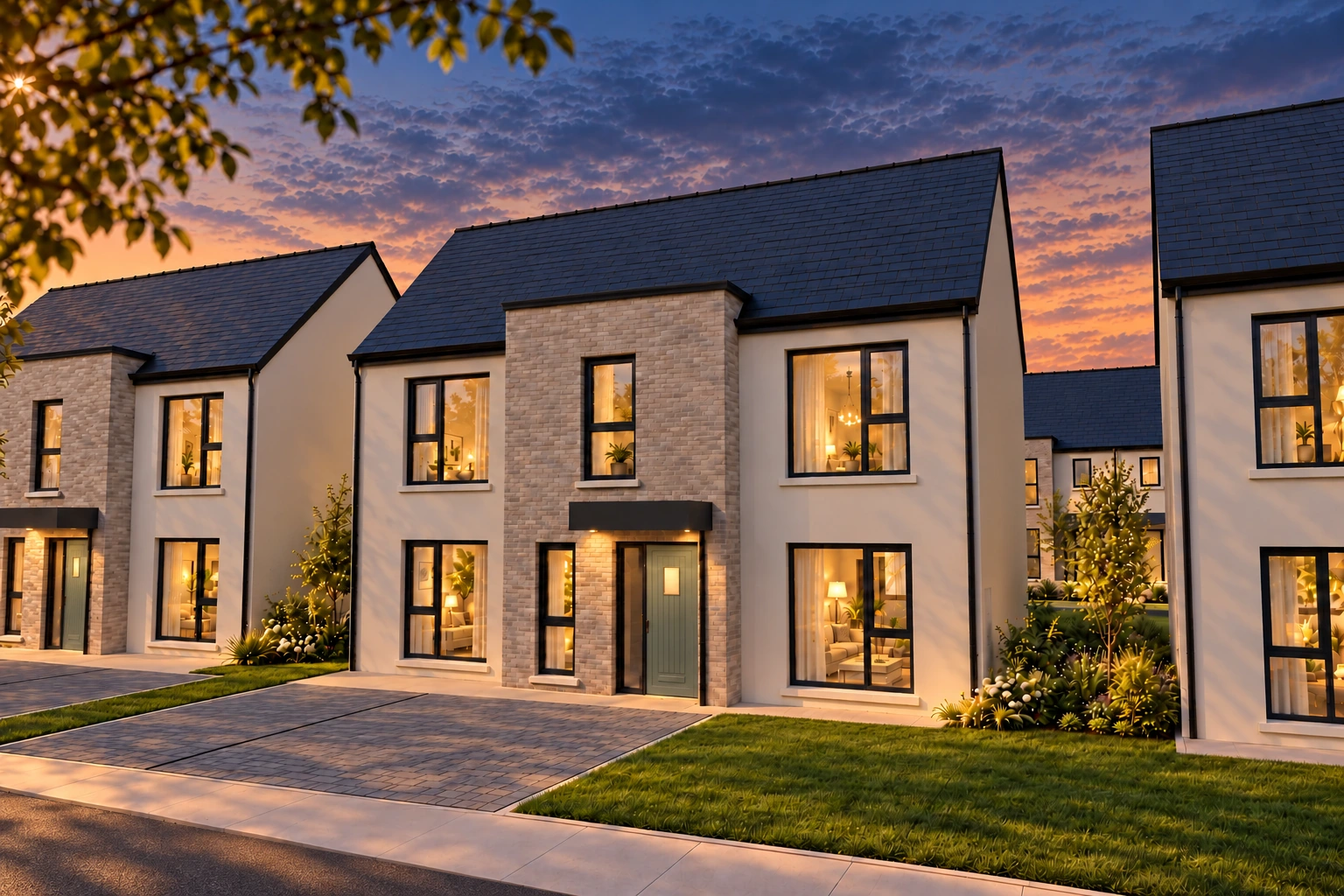 Artist’s impression of Curlew (H4D) homes at dusk